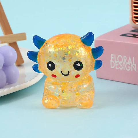 Cartoon Sequin Axolotl Squishy Toy Slow Rising Stress Relief Squeeze Toy