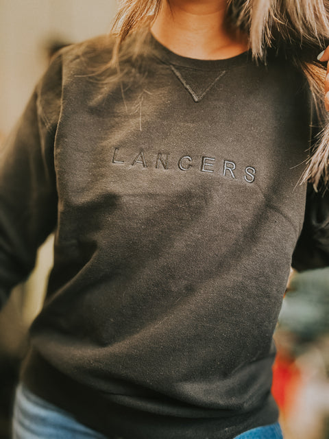 Embroidered Black on Black Lancers Crewneck (Black)