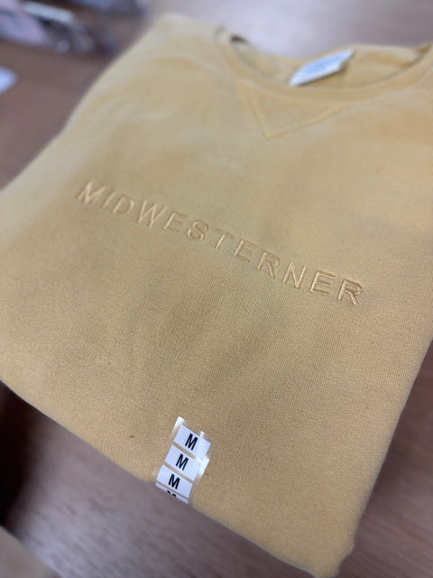 Embroidered Midwesterner Crewneck (Artisan Gold)