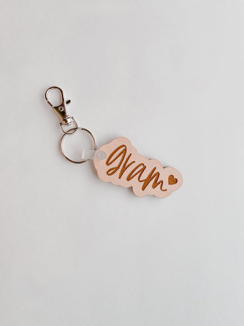 Gram Cursive Outline Keychain