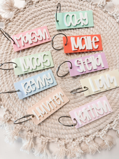 Pastel Acrylic Backpack Bag Tag | Lunchbox Tag | Luggage Tag