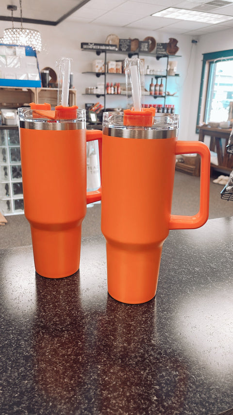 Orange 40 ounce Tumbler with Handle