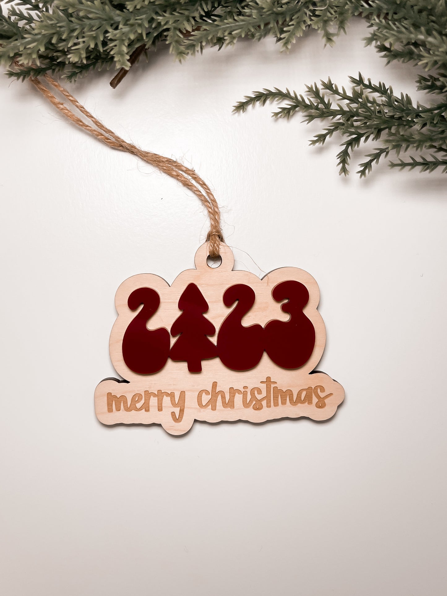 2023 Merry Christmas Tree Offset Ornament