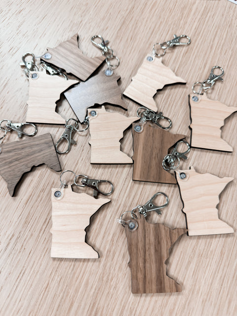 Minnesota Keychain - Wooden