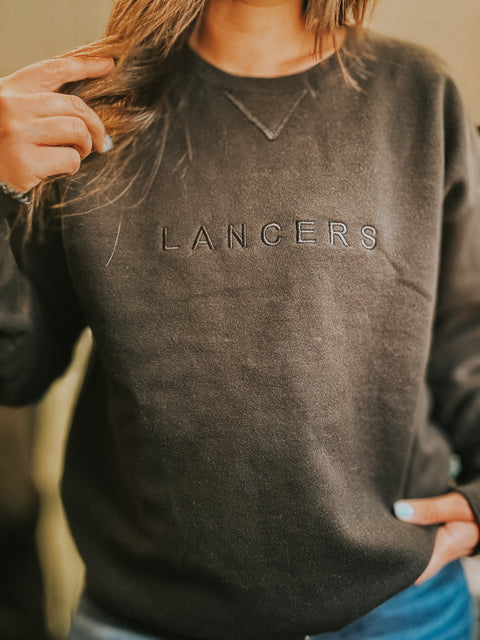 Embroidered Black on Black Lancers Crewneck (Black)