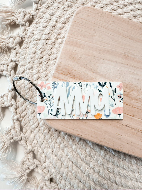 Pastel Floral Acrylic Backpack Bag Tag | Lunchbox Tag | Luggage Tag