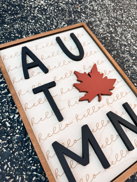 Hello Autumn Framed Sign