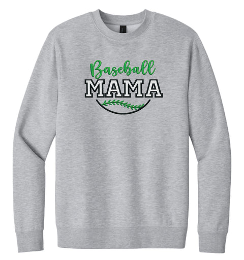 Baseball Mama Embroidered Fleece Crewneck