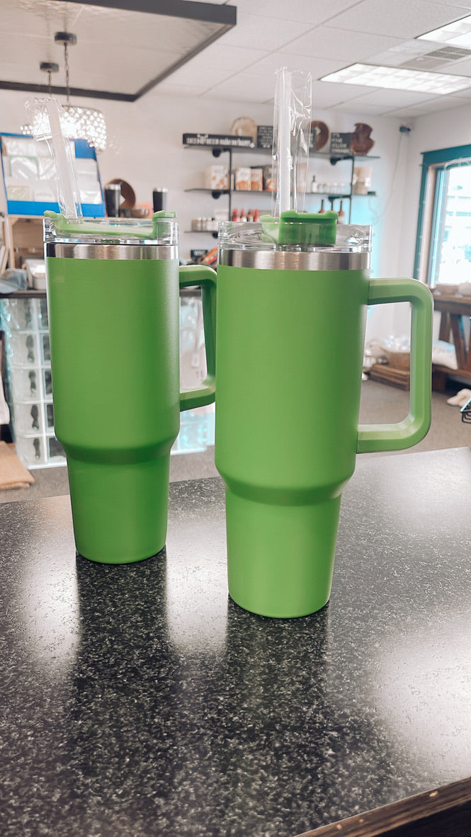 Green 40 ounce Tumbler with Handle