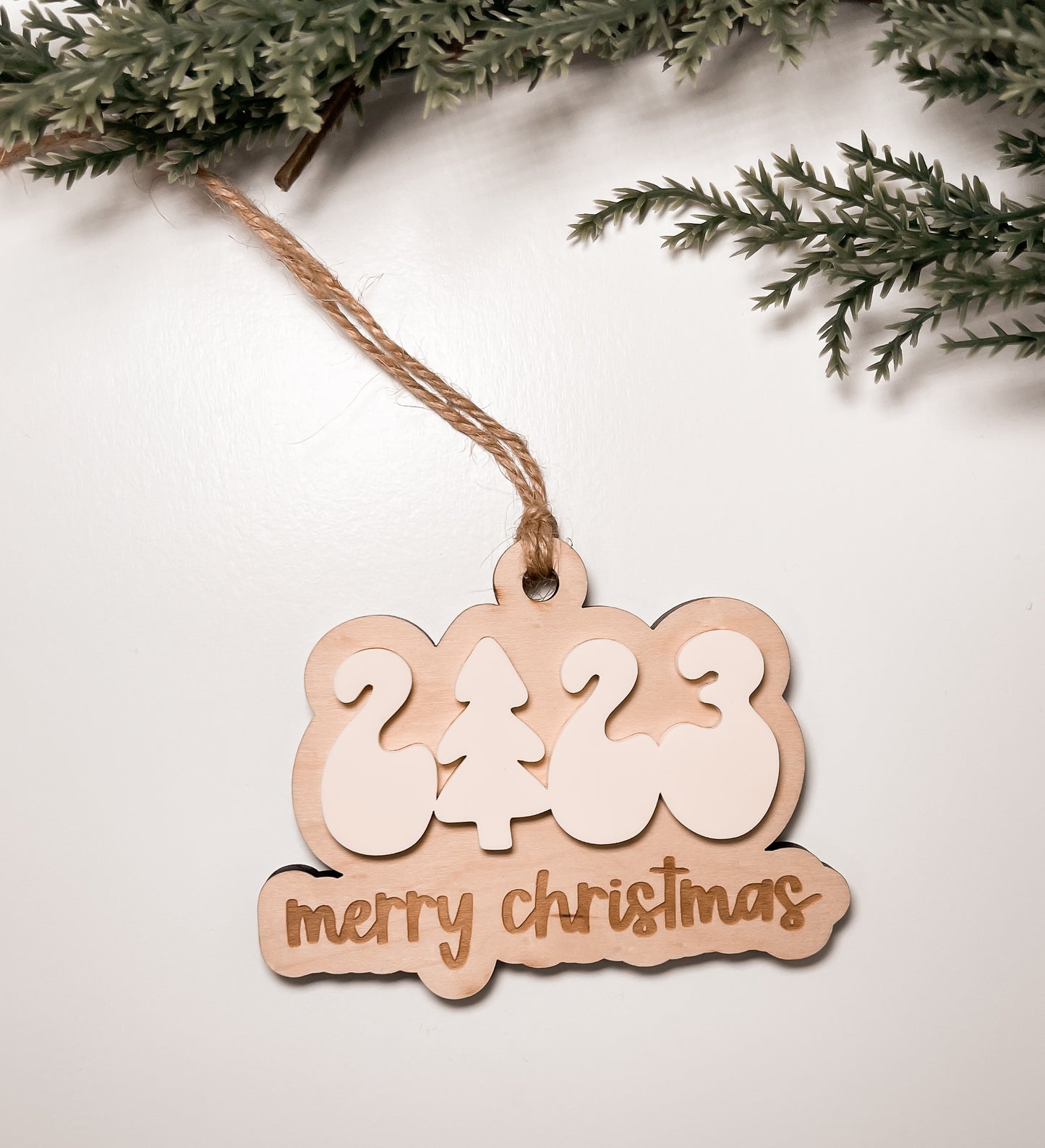 2023 Merry Christmas Tree Offset Ornament