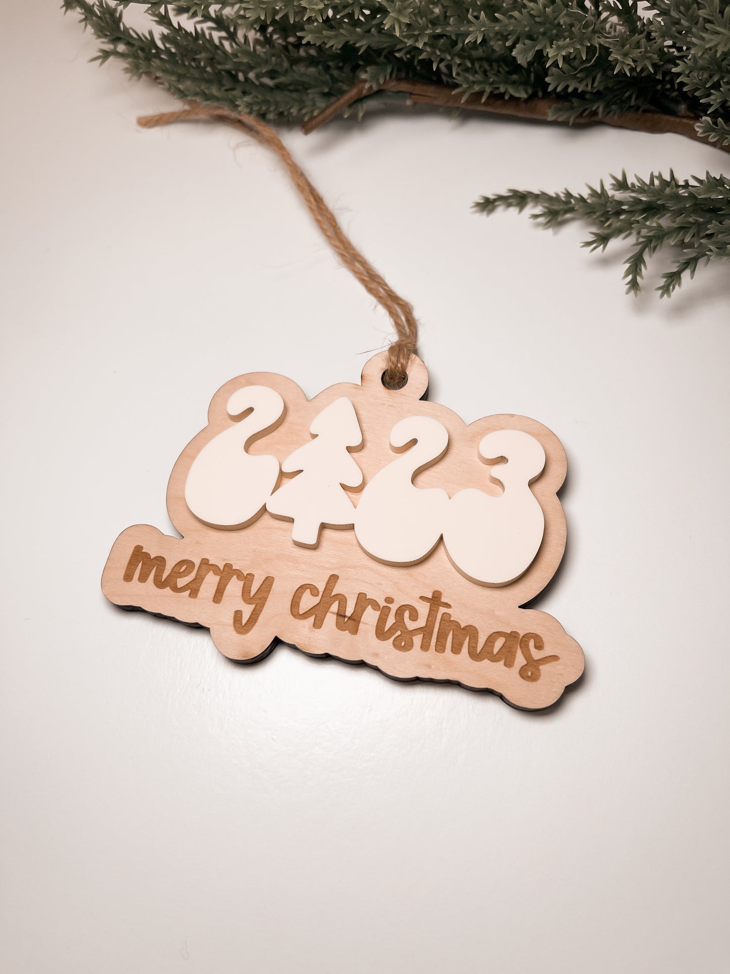 2023 Merry Christmas Tree Offset Ornament