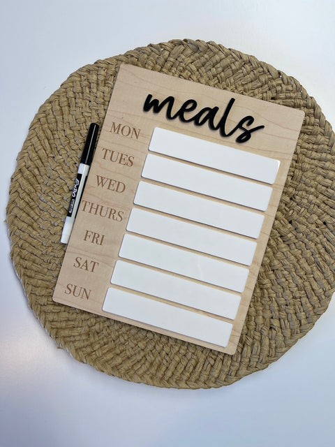 Weekly Meals Dry Erase Board