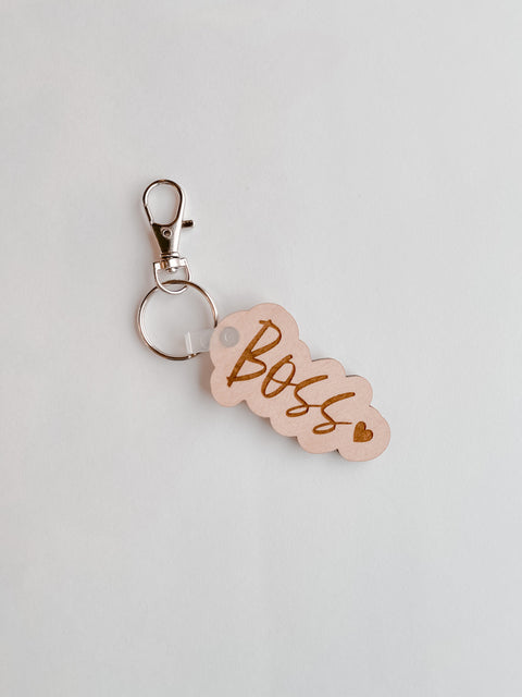 Boss Cursive Outline Keychains