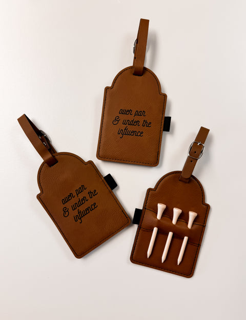 Over Par Under The Influence Leather Golf Bag Tag