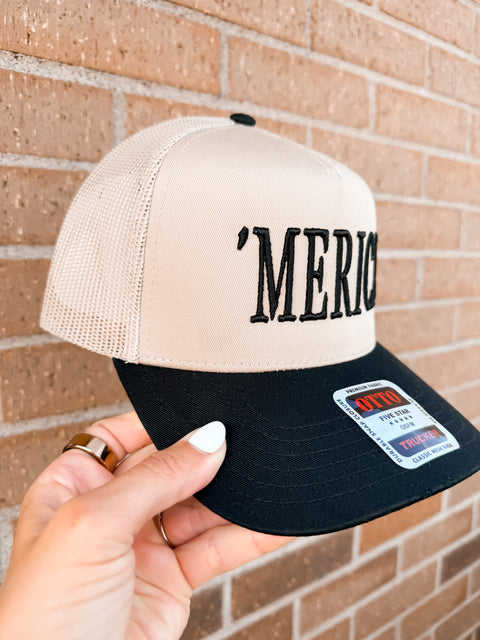 3D Puff Embroidered ‘Merica Hat - Black Brim
