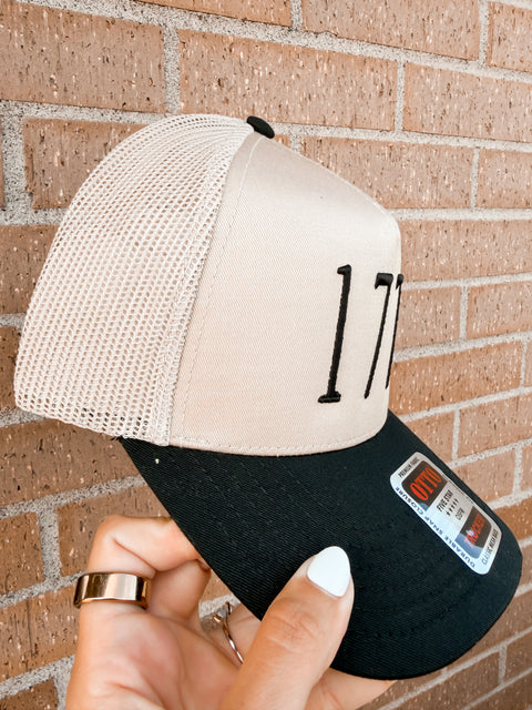 3D Puff Embroidered 1776 Hat - Black Brim
