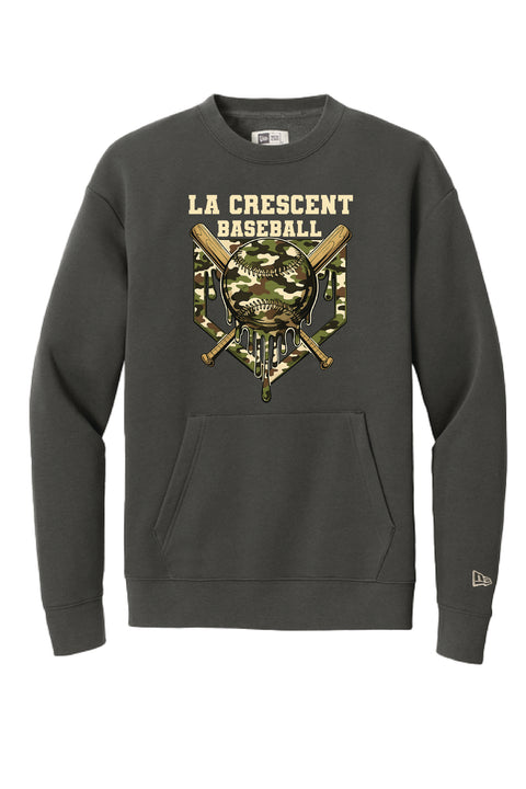 La Crescent Baseball Camo Home Plate Pocketed Crewneck