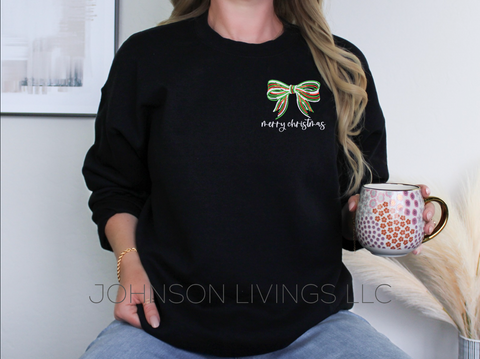 Embroidered Merry Christmas Bow Crewneck