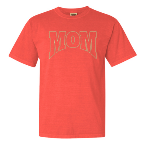 Embroidered 3D Puffy MOM Shirt - Salmon