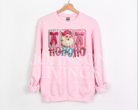 Faux Yarn Ho Ho Ho Christmas Crewneck