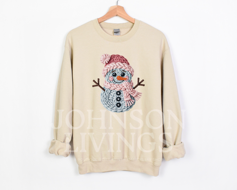 Faux Yarn Snowman Crewneck