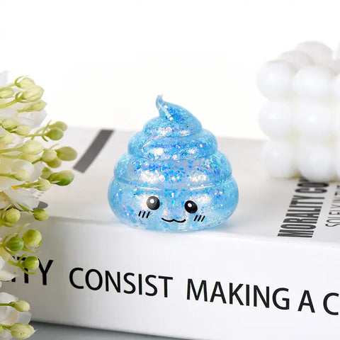 Funny Poop Squishy Toy with Gold Glitter