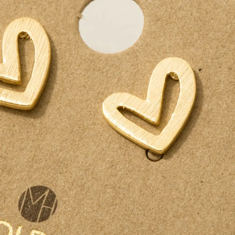 Gold Dipped Heart Stud Earrings
