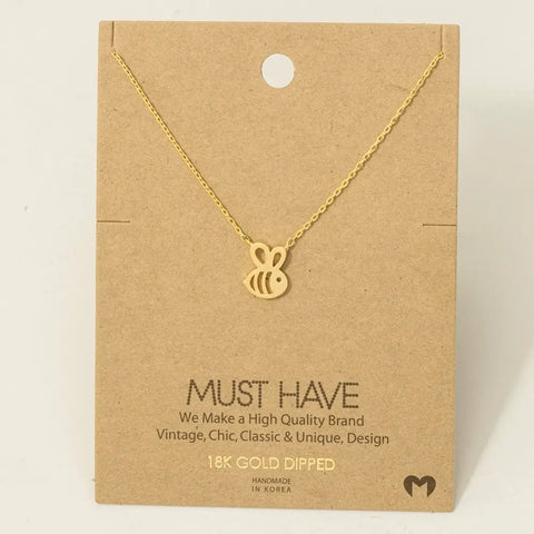 Gold Dipped Bumblebee Pendant Necklace