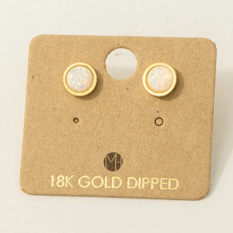 Circular Opal Stud Earrings