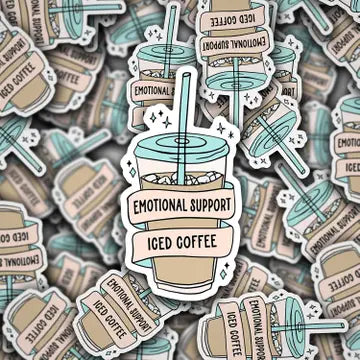 Emotional Support Iced Coffee Sticker