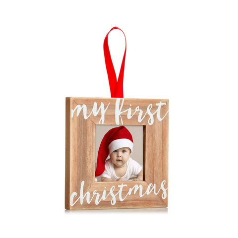 My First Christmas Holiday Wooden Picture Frame Ornament