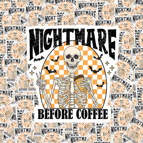 Nightmare Before Coffee Skeleton Sticker