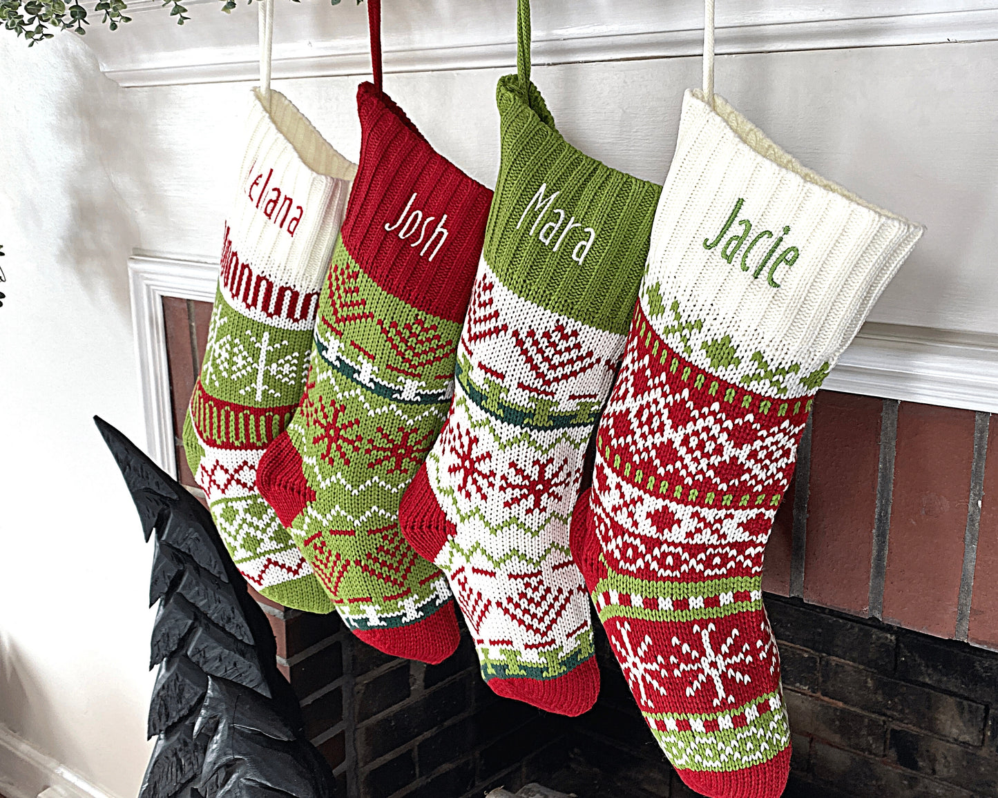 Colorful Knit Christmas Stockings
