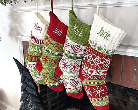 Colorful Knit Christmas Stockings