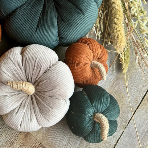 Small Hunter Green Corduroy Pumpkin