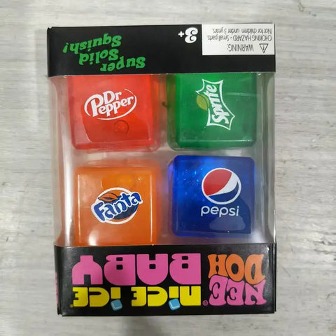 4 Mini Cube Squishy Toys Soda Inspired Cubes