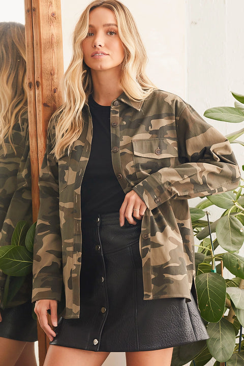 Camouflage Button Down Jacket