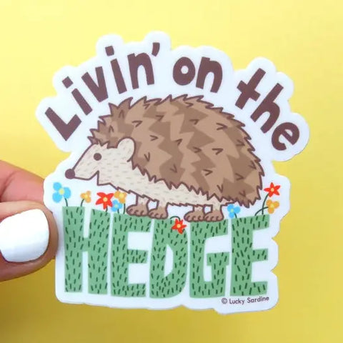 Hedgehog, Livin On the Hedge, Funny Flowers Vinyl Sticker