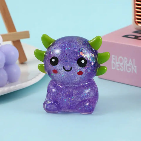 Cartoon Sequin Axolotl Squishy Toy Slow Rising Stress Relief Squeeze Toy