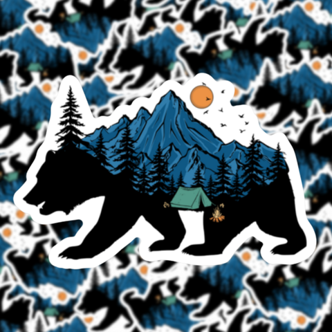 Camping Bear Sticker