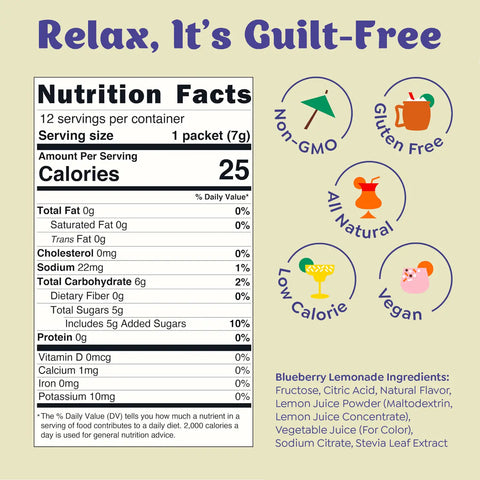 Blueberry Lemonade & Cocktail Mixer - 6 Servings Multipack