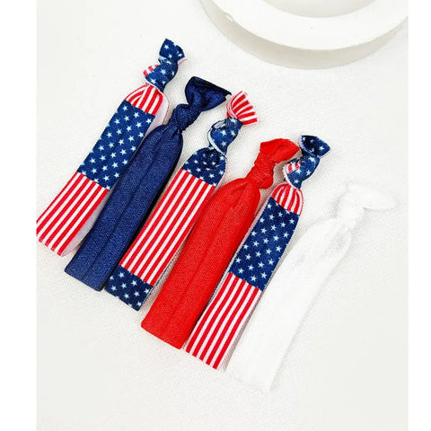 American Flag Hair Tie Bracelet Set