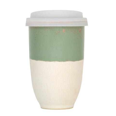 Handmade Sage Green Ceramic Travel Mug – 12oz Reusable Cup
