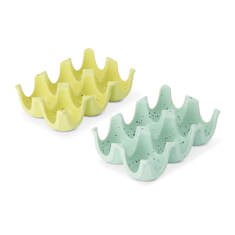 2pk 6 Section Speckled Ceramic Egg Tray