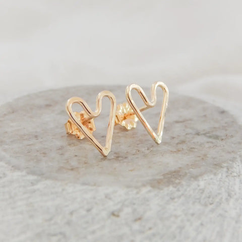 Hammered Heart Stud Earrings