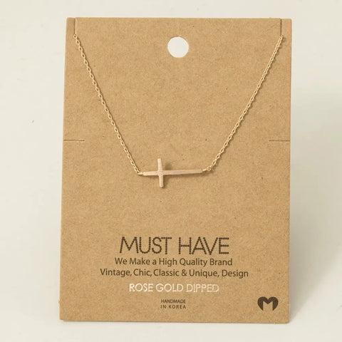 Side Cross Pendant Necklace