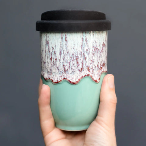Handmade Nebula Ceramic Travel Mug – 12oz with Lid & Sleeve