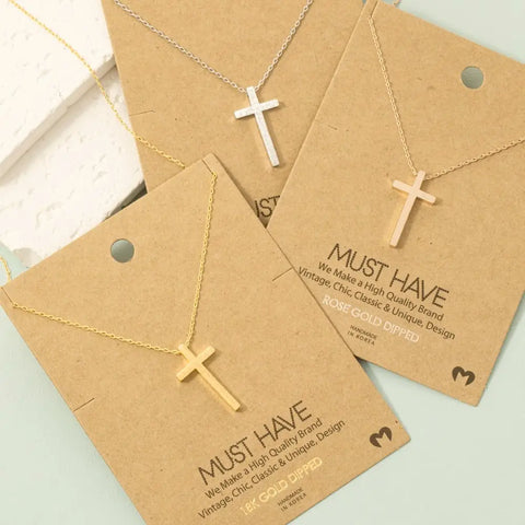 Gold Dipped Cross Pendant Necklace