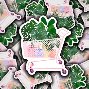 Shopping Cart of Plants Sticker