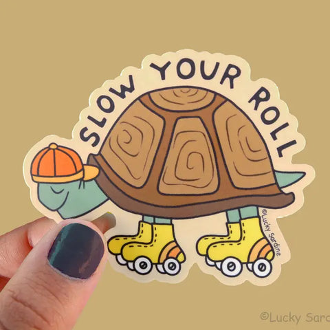 Tortoise Skate, Slow Your Roll, Retro Turtle Vinyl Sticker